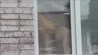 Taboo Porn Naked Step mom washes window son spies on mommy. Naked in public. Spying