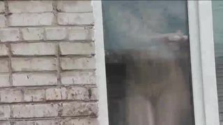 Taboo Porn Naked Step mom washes window son spies on mommy. Naked in public. Spying