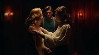 Allegra Lecturers Stripped To The Waist, Lesbo Smooch in TV demonstrate 'Unusual Angel'