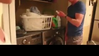 Super-Red-Hot-Crazy fellow was caught snuffling his step- mommy's undies, so she gave him a uber-ultra-ultra-uber-cute hand job