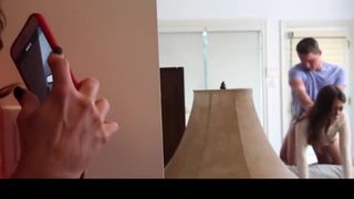 Cute lady determined to join her step- mummy and her paramour in the kitchen, in a 3 way