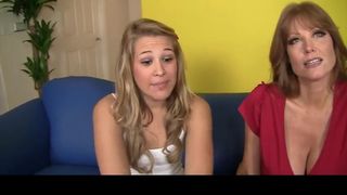 Mommy and her pretty step daughter-in-law-in-law are having a perfect 3 way on the couch