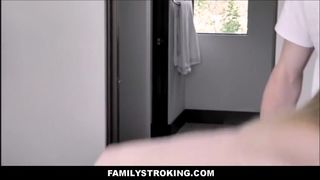 Handsome doll is banging a sexy boy in his hotel room while her step- mommy is watching