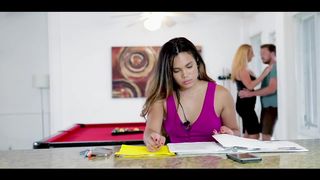 Supah-Romping-Hot-Steamy nubile joined her beau and her step- mummy when they were drilling, to get some, too