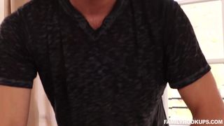 Dirty minded step step-sista is deep-throating her step brother’s humungous beef whistle, on the massage table