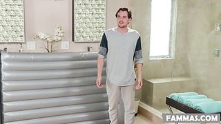 Insane stud is secretly romping his smoking super-hot step- mummy, while they are alone at home