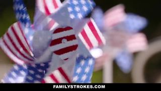 FamilyStrokes - Hot Busty MILF Joins Step-Son for Threesome - Real Incest sex