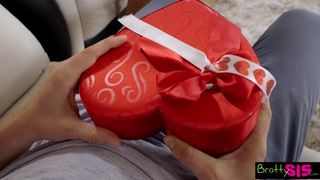 Bratty Sis - little Step Sister Falls for Brothers Valentines Day Surprise - Real Incest sex