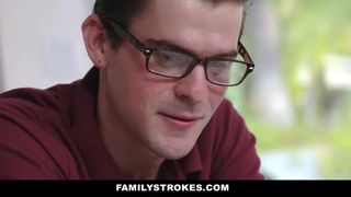 Incest video - FamilyStrokes - Nerdy Step-Bro Fucked me for Homework taboo porn