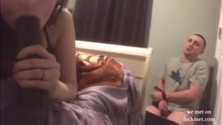 Taboo sex - My Husband Wanking off while i'm Sucking BBC porn
