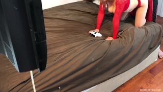 Immense bootie blondie step sister is frolicking video games, while taking her step brother’s rock stiff fellow spunk-pump