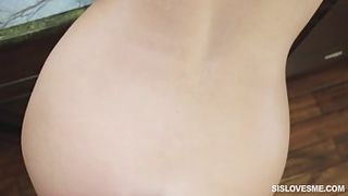 Sensitive ash-blonde step step-sister, Kenzie Green got humped by her step brutha, while in the kitchen