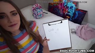 Puny stunner, Kyler Quinn is providing a oral pleasure to her step- daddy, before getting drilled