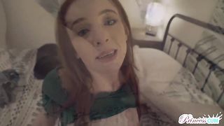 Smallish red-haired, Madi Collins is opening up her gams broad open for her step- bro, Steve