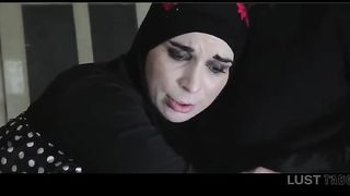 Knocked Up Muslim chick is getting penetrated on the floor, while her hubby is observing her in act