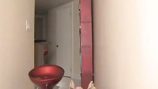 Insane fellow is having a stream while his step- mother is softly groping his boner