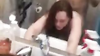 Trampy gal is permanently deep throating her step- step-brother's beef whistle and getting it from the back