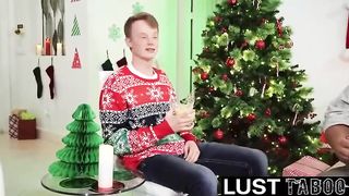 Steamy mummy is penetrating her step- son-in-law in the living apartment, under the Christmas tree