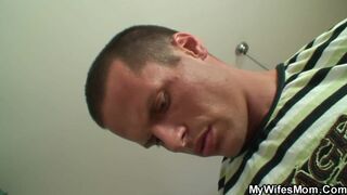 Excited Busty Old Mom my Wifes helped me cum