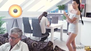 DADDY4K. Taboo sex of older fellow and delicious dark-hued-haired ends with spunk in throat