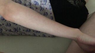 Real Stepsister massages man meat thinking it is in a desire, POP-SHOT on face