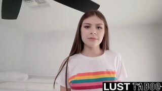 Supah-Uber-Cute teenage is gargling her step- step-brother's rock-rock hard weenie, while getting on all fours in front of him