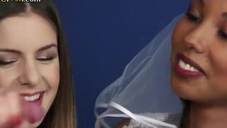 CFNM honeys jerkingoff taboo jism-shotgun in trio