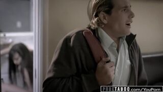 Pure TABOO Step-Sister Puts Pickle Up Booty to Trick Nerdy Step-Step-Brother into Ass-Fuck