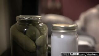 Pure TABOO Step-Sister Puts Pickle Up Booty to Trick Nerdy Step-Step-Brother into Ass-Fuck