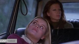 Niece in the Car Seduces to her Uncle by Stroking his Dick with her Foot