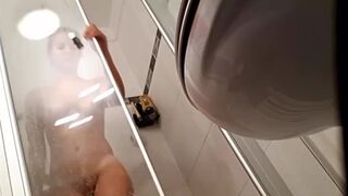 Hidden Cam for Voyeurist. Booby Girl in the shower washing her pussy
