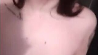 Aspiring star of OnlyFans washes in the shower and caresses her pussy)