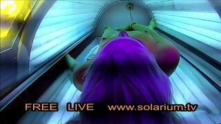 Blonde Amateur Girl Playing Pussy on Voyeur Solarium Hidden Cam