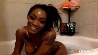 Tattooed Black Girl Showering And Masturbating On Cam