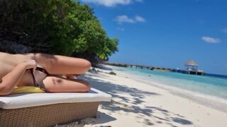 Without panties on the Beach. More precisely, masturbation with panties.