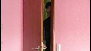 Young Wife, While Doing Housework, Wanted to Fuck! Husband peeks, jerks off and fucked her!