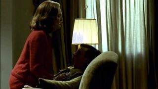 Mother Seduces Son That He Would Not Become a Young Man. Dressed Sex Scene