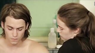 Sister Washes Her Beaten Brother In The Bathroom. Handjob Scene