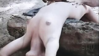 Lustful People (two couples). Group Sex Scene in the Forest