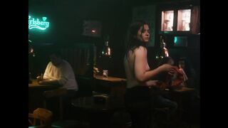 Drunk Teen Girl Exposes Her Small Tits in Front of an Old Man at a Bar. Asta Kamma August