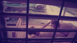 A MILF seduced a guy into having sex. Her husband arrived, and the boy hid under the wooden bed