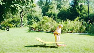 Grandma Sunbathes Naked in the Backyard of the House