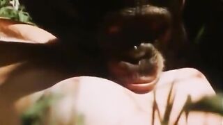 Naked Girl in the Jungle. Monkey and Python Attack