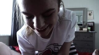 Seductive Submissive Step Sister Fucks Grounded Step Brother In Her Thigh Highs