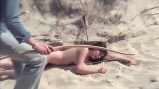 Naked MILF Hunts Hot Fully Naked Brunette Girl. Bow and Arrows