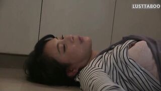 Japanese Mom dries her son after a shower and forces him to give her a blowjob