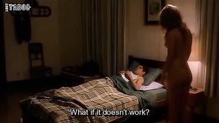 Dad's girlfriend appeals to his young son. She seduces him with her naked body in the bedroom