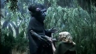 Blowjob to a monster. Retro adult movie scene