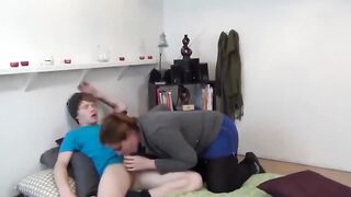Mom catches son jerking. Blowjob help mom