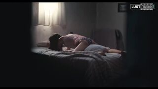 A boy peeps at his older sister masturbating with a pillow in her room. Actress Marine Vacth